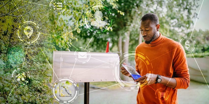 man going through targeted mail