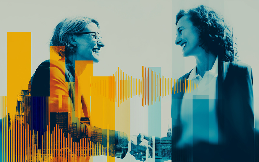 two women shaking hands