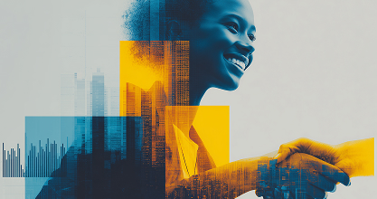 a young woman shaking another person's hand