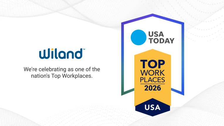 Award from USA Today naming Wiland as one of the nation's Top Workplaces, accompanied by a yellow ribbon.